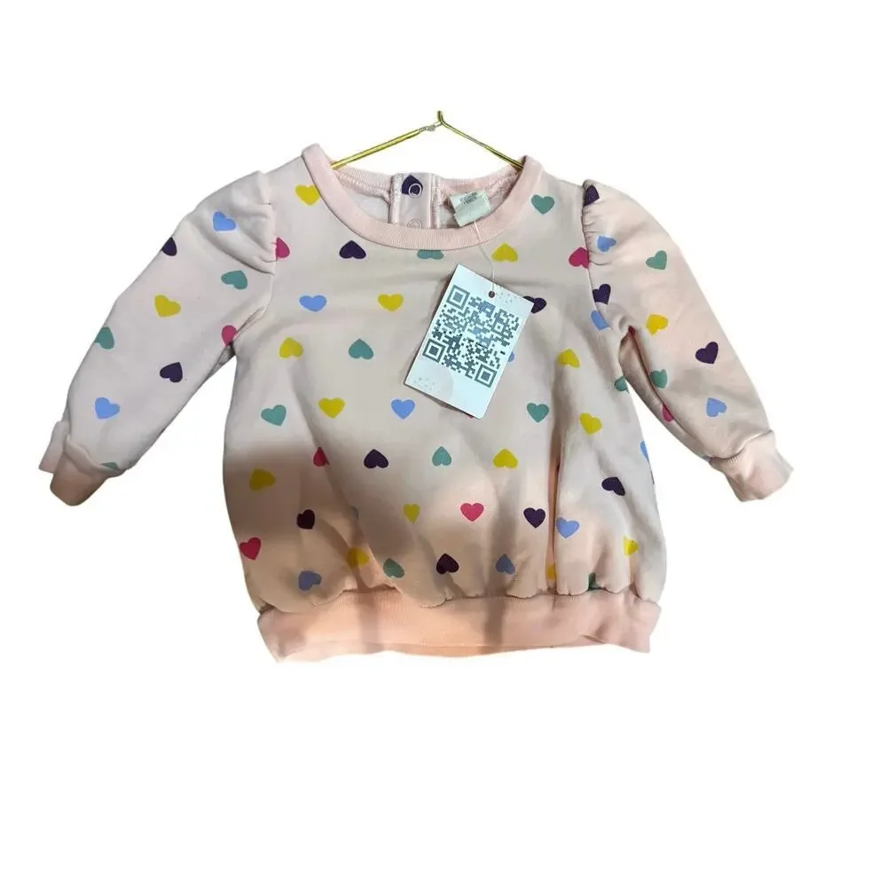 Tucker + Tate Baby Girl Pink Heart Print Sweatshirt SZ 3M
